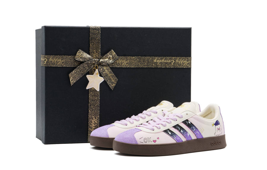 Adidas Adidas Vl Court Classic Leather Abrasion Resistant Abrasion Resistant Low top Skateboard Shoes Unisex Violet