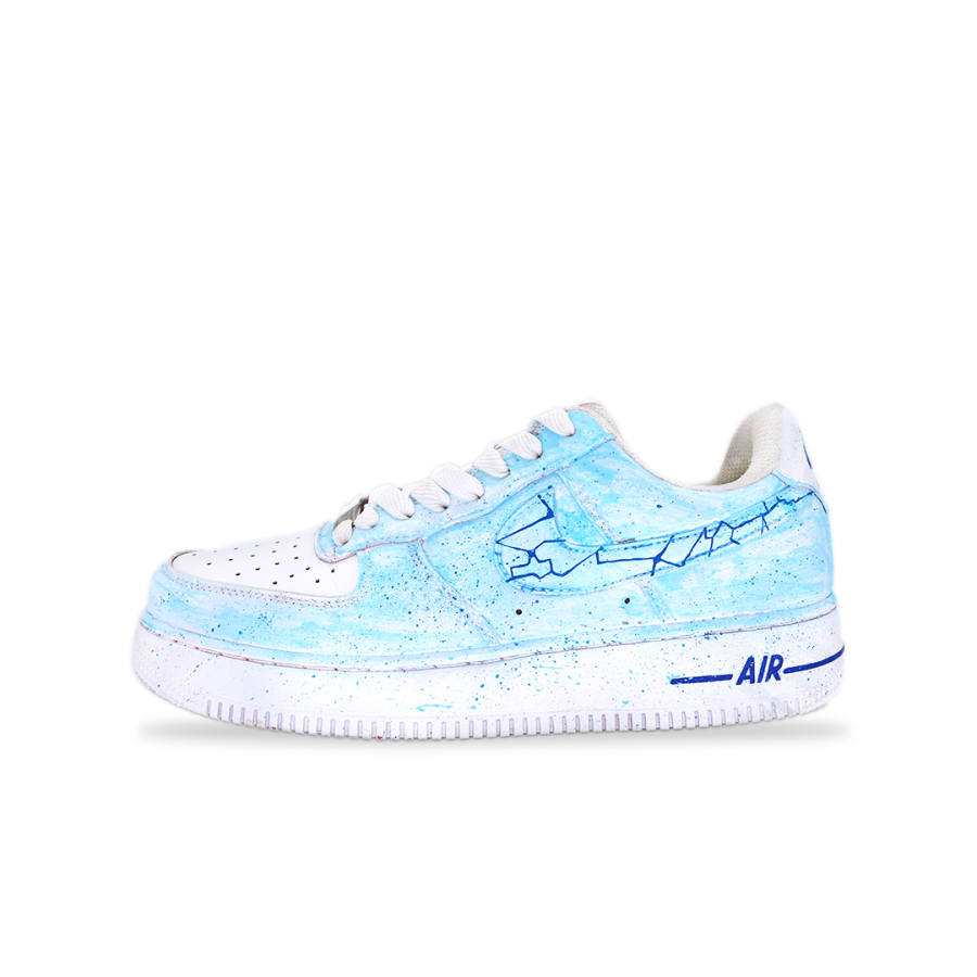 Nike Nike Air Force 1 Blue Thunderstorm Abrasion Resistant Low top Skateboard Shoes Men's White Blue