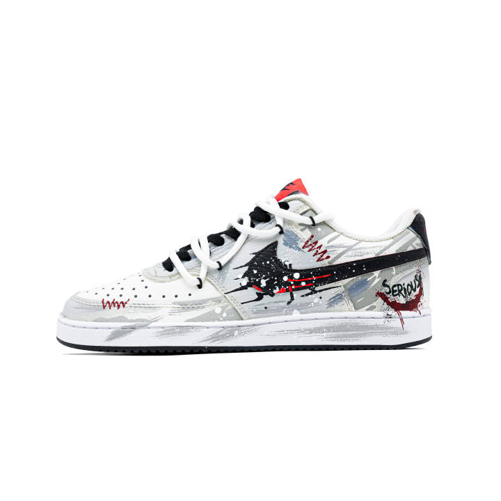 Nike Nike Court Vision 1 Thrill Nightmare Artificial Leather Cushioning Abrasion Resistant Low top Skateboard Shoes Men's