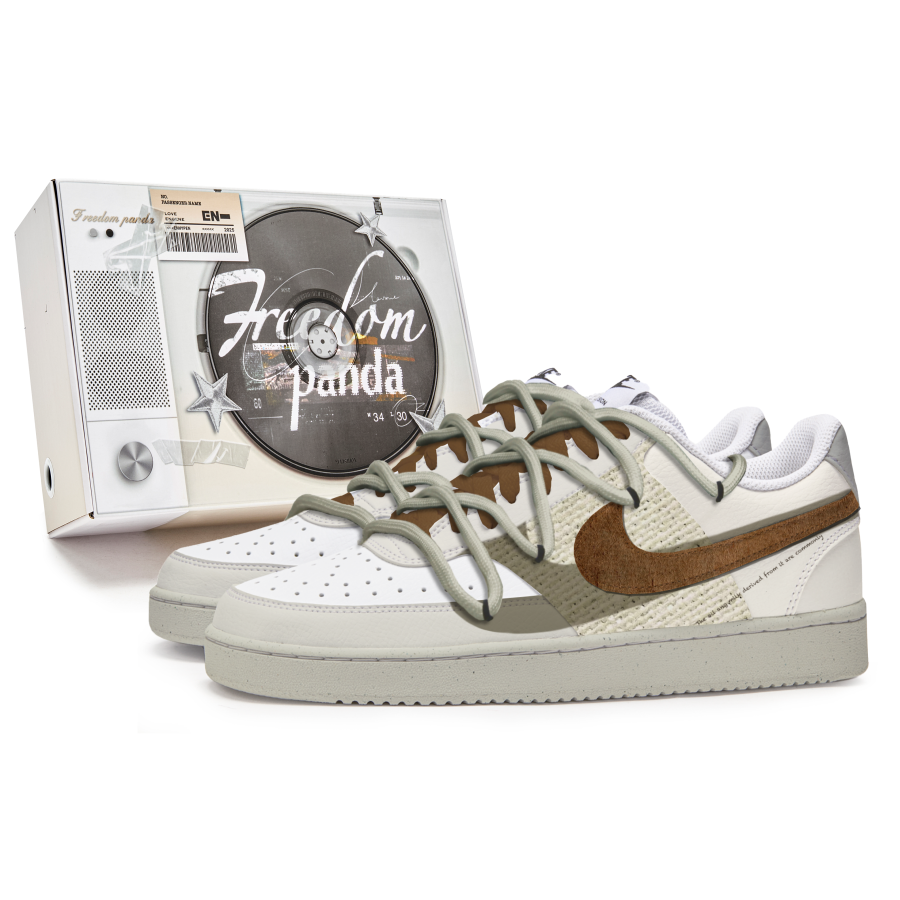 Nike Nike Court Vision 1 Slip Resistant Cushioning Low top Skateboard Shoes Men's Green White Brown