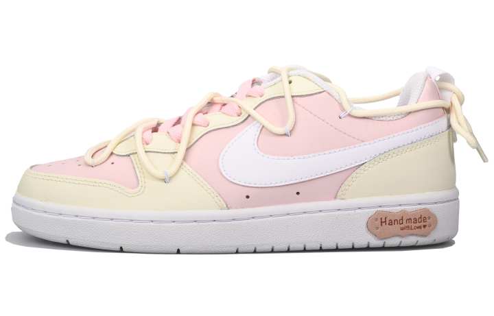 Nike Nike Court Borough Low 2 Strawberry Ice Slip Resistant Abrasion Resistant Low top Skateboard Shoes GS Yellow Pink