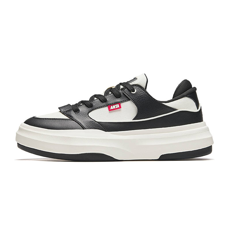 Anta Cookie Shoes Height Increasing Lightweight Low top Skateboard Shoes Men's Black White