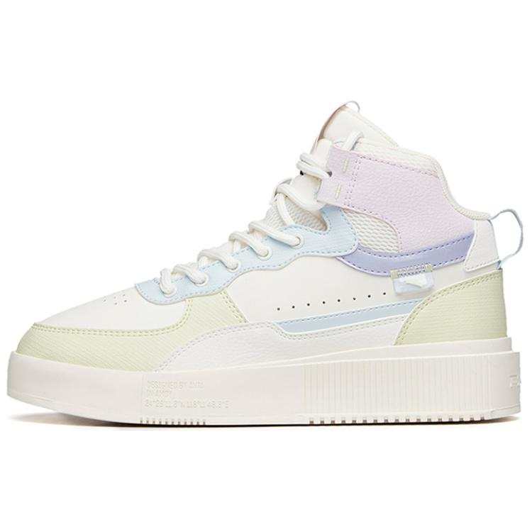 Anta Platform Slip Resistant Abrasion Resistant High top Skateboard Shoes Women's White Green