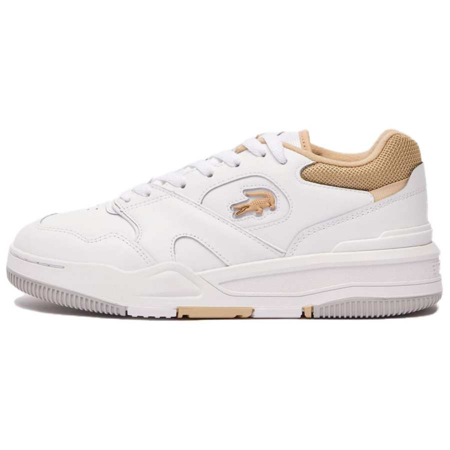 LACOSTE Lineshot Leather Breathable Mesh Low top Skateboard Shoes Women's White