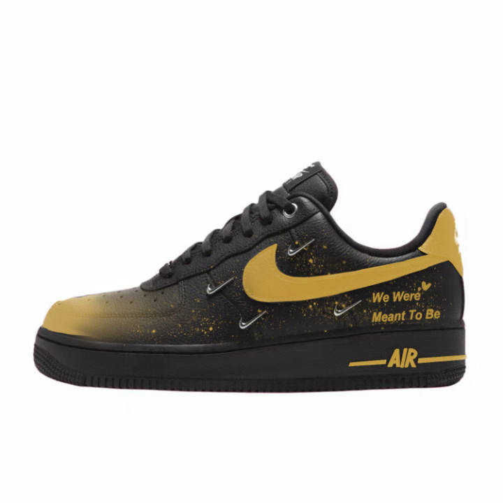 Nike Nike Air Force 1 Low Women's Abrasion Resistant Slip Resistant Low top Skateboard Shoes Women's Black Yellow