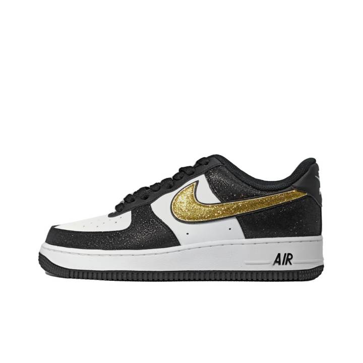Nike Nike Air Force 1 Breathable Height Increasing Low top Skateboard Shoes Men's Black Gold