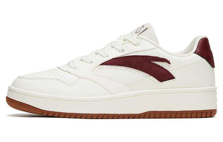 Anta Life Collection 0 Sensory Leather Slip Resistant Abrasion Resistant Low top Skateboard Shoes Women's White Red
