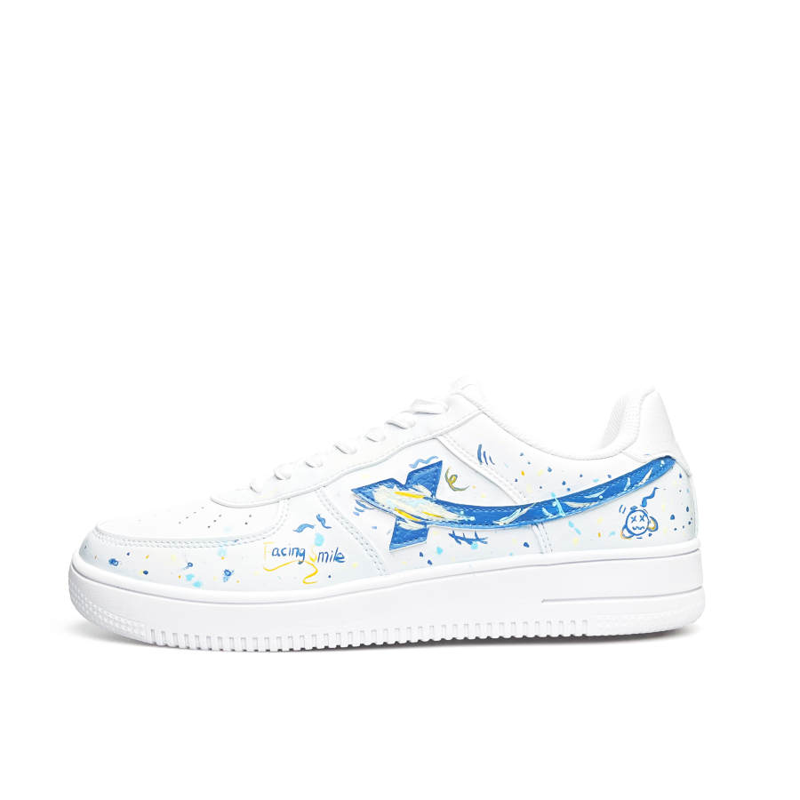 XTEP Air Force 1 Slip Resistant, Abrasion Resistant, Lightweight Low top Skateboard Shoes Unisex White Blue
