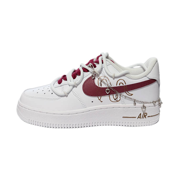 Nike Nike Air Force 1 Low top Skateboard Shoes Women's White Red