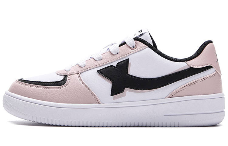 XTEP Synthetic Leather Slip Resistant, Abrasion Resistant, Breathable Low top Skateboard Shoes Women's White/Pink/Black