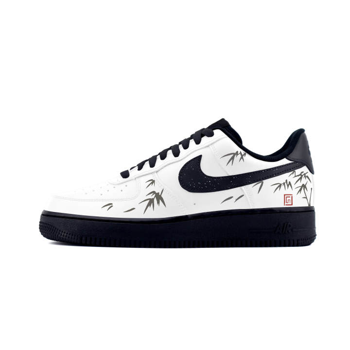 Nike Nike Air Force 1 Cool Black Leather Classic And Versatile Abrasion Resistant Low top Skateboard Shoes Unisex White