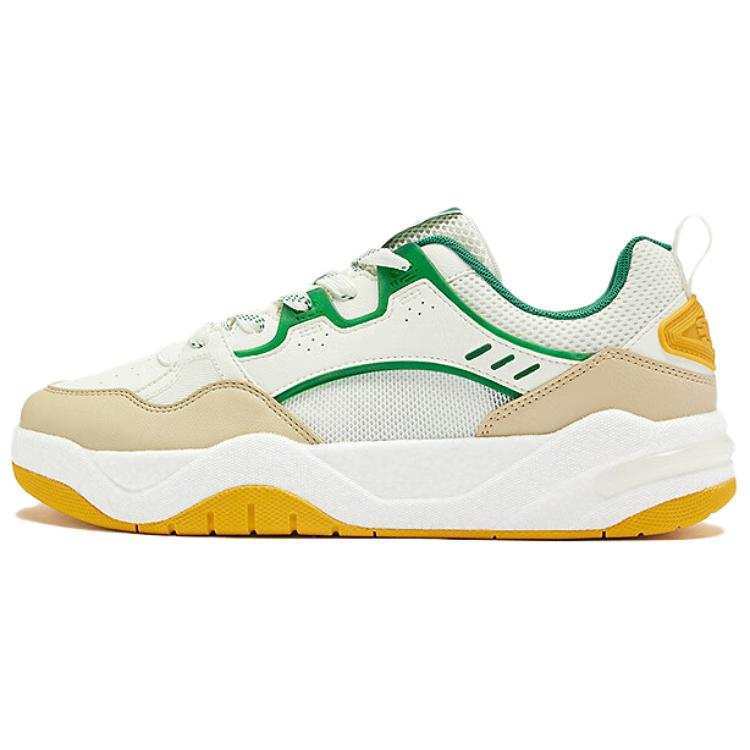 QIAODAN Slip Resistant Lightweight Non slip Lightweight Low top Skateboard Shoes Men's White Beige Green
