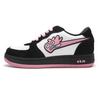 EKM Slip Resistant Abrasion Resistant Low top Skateboard Shoes Unisex Black Pink