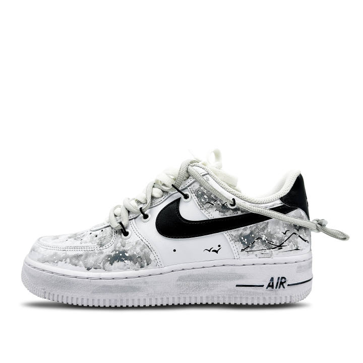 Nike Nike Air Force Low top Skateboard Shoes Men's Black White Gray