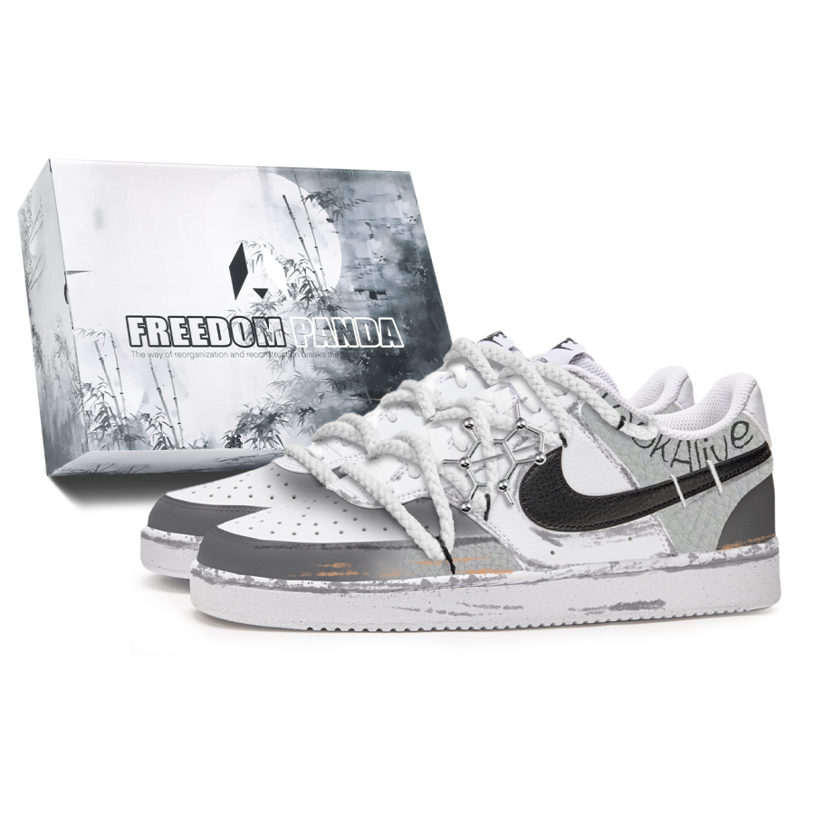 Nike Nike Court Vision 1 Slip Resistant Abrasion Resistant Low top Skateboard Shoes Men's Black Gray White