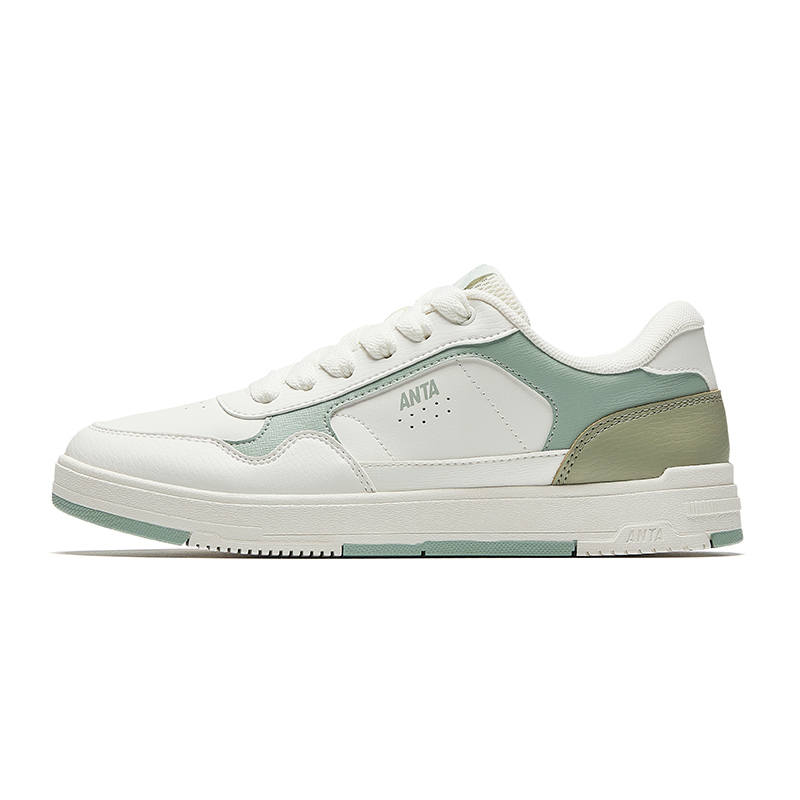 Anta Slip Resistant Abrasion Resistant Low top Skateboard Shoes Women's White Green