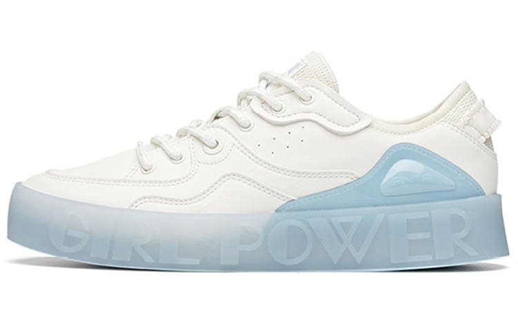 Anta Life Collection Slip Resistant Abrasion Resistant Low top Skateboard Shoes Women's White Lake Blue