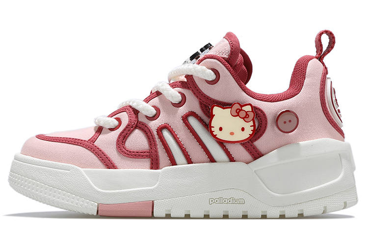 Palladium Hello Kitty x Palladium Slip Resistant Abrasion Resistant Low top Skateboard Shoes Women's Pink White