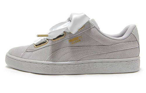 PUMA Suede Heart Satin Low Tops Skateboarding Shoes Unisex Gray