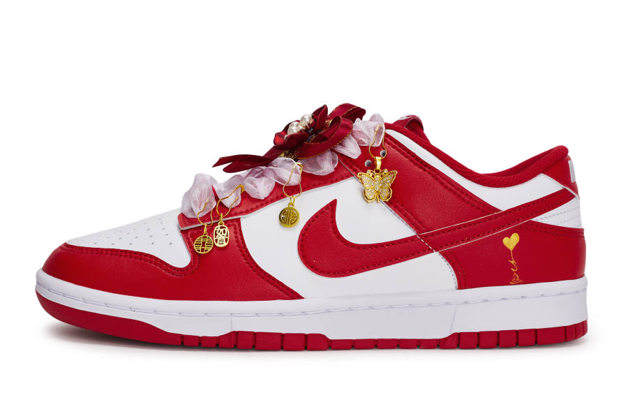 Nike Nike Dunk Love Confession Balloons Abrasion Resistant Low top Skateboard Shoes Unisex Red White Gold