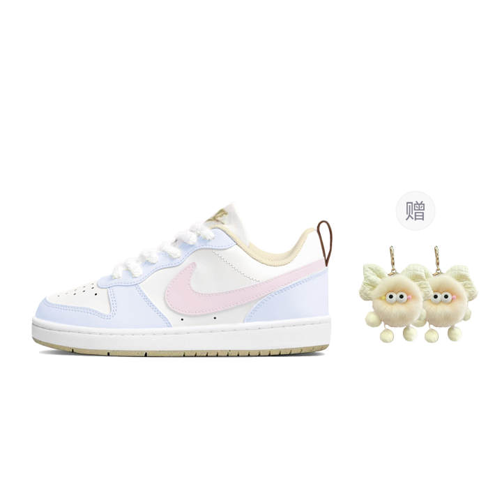 Nike Nike Court Borough Peach Blue Coconut Synthetic Leather Abrasion Resistant Low top Skateboard Shoes Unisex Light Blue
