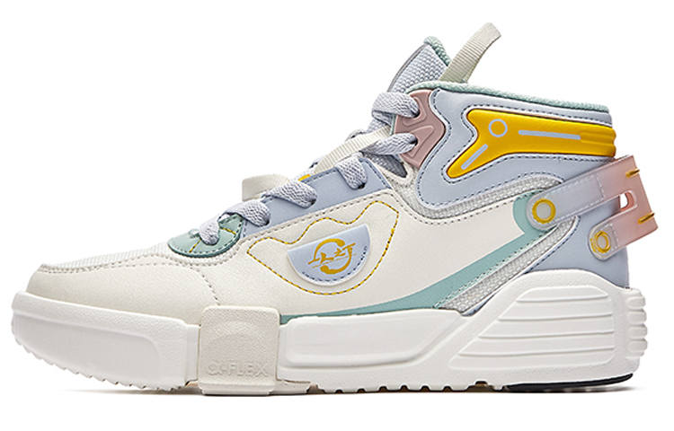Erke Qidan Slip Resistant Abrasion Resistant High top Skateboard Shoes Women's White Blue