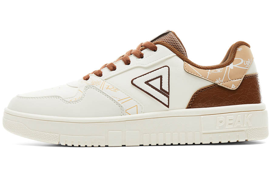 PEAK Air Force 1 Skateboard Shoes Men's Low Top Canvas White Brown