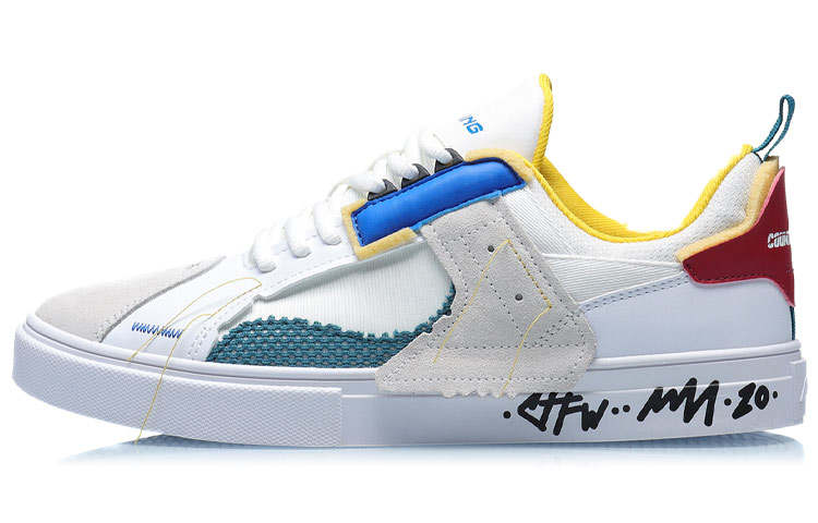 Li-Ning Li Ning CF Coverage Thermal Slip Resistant Low top Skateboard Shoes Men's White Blue