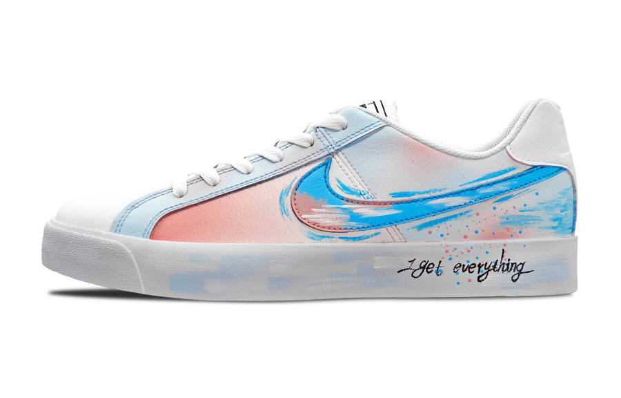 Nike Nike Court Royale Leather Non slip Lightweight Low top Skateboard Shoes Unisex White Blue Orange