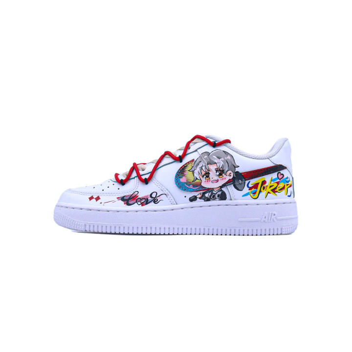Nike Nike Air Force 1 Singularity, Anime Abrasion Resistant Low top Skateboard Shoes Unisex White Black Red