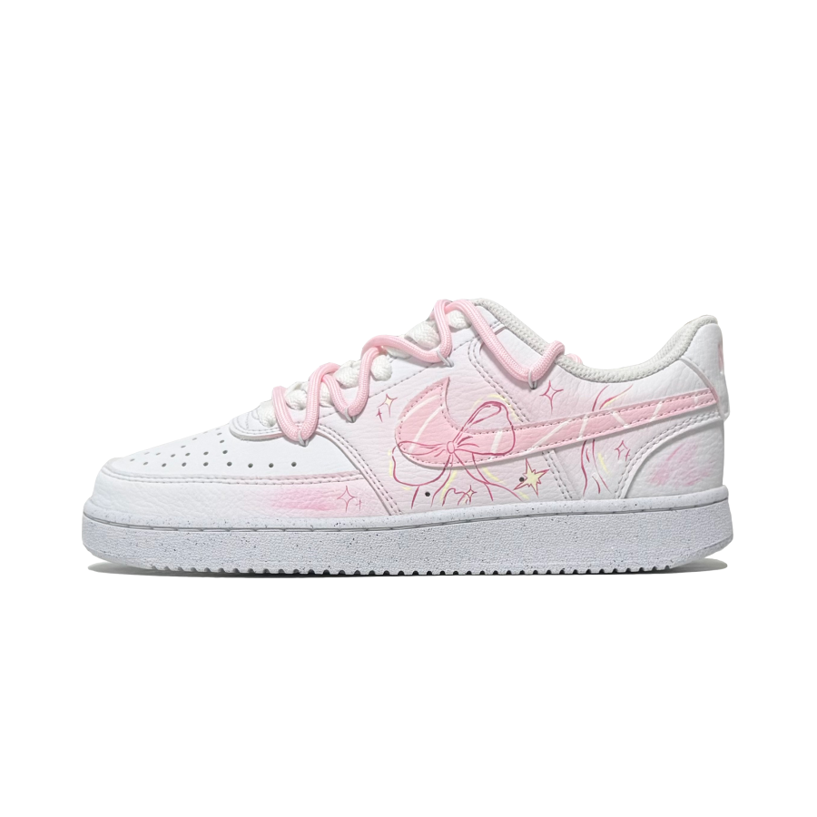 Nike Nike Court Vision 1 Butterfly Dream Ballet Abrasion Resistant Low top Skateboard Shoes Unisex White Pink