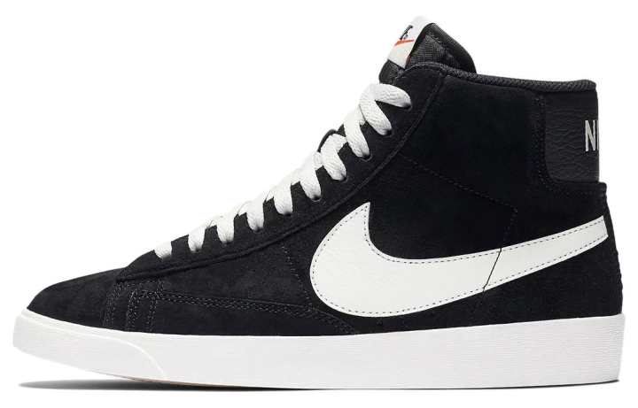 Nike Nike Blazer Black Suede Slip Resistant Mid top Skateboard Shoes Women's Black White