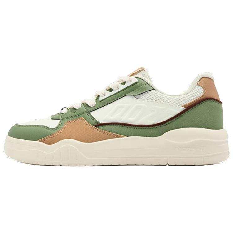 QIAODAN Quality Drying Slip Resistant Cushioning Lightweight Low top Skateboard Shoes Men's White Green