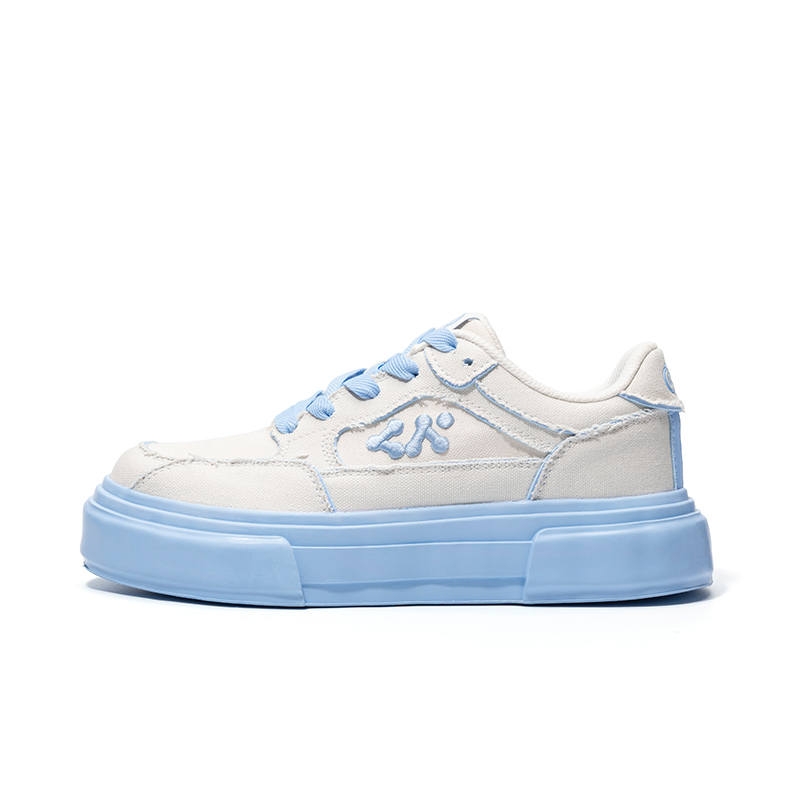 CN CN Eraser Cushioning Coverage Height Increasing Support Abrasion Resistant Low top Skateboard Shoes Unisex White Blue