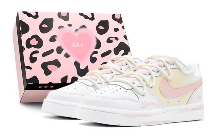 Nike Nike Court Borough Low Slip Resistant Slip Resistant Low top Skateboard Shoes GS Yellow Pink