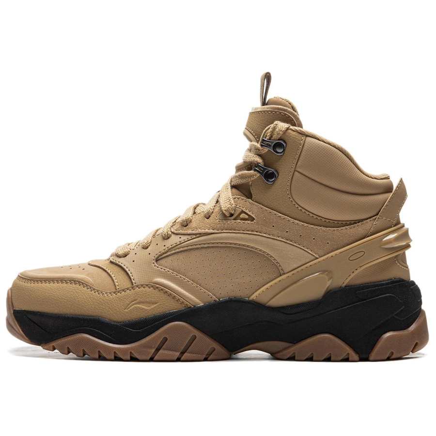 Li-Ning Li Ning Tianji 3.0 HI Slip Resistant Abrasion Resistant Mid top Skateboard Shoes Men's Brown