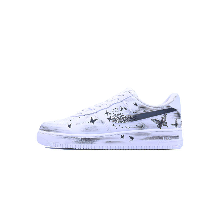 Nike Nike Air Force 1 Ink Wash Butterfly Slip Resistant Abrasion Resistant Low top Skateboard Shoes Unisex Black White