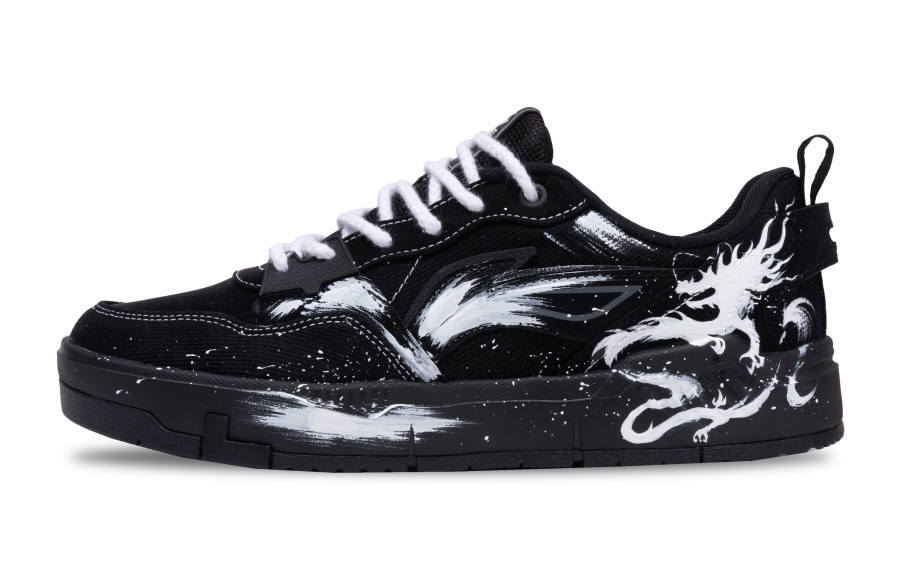 Li-Ning Li Ning Original Era Slip Resistant, Lightweight, And Breathable Low top Skateboard Shoes Men's Black White