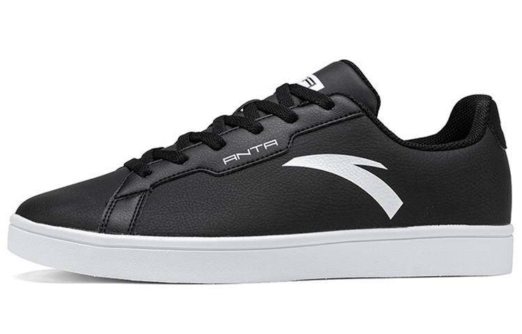 Anta Synthetic Leather Comfortable Slip Resistant Abrasion Resistant Low top Skateboard Shoes Men's Black