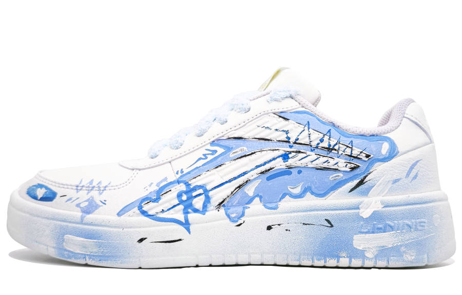 Li-Ning Li Ning Slip Resistant, Abrasion Resistant, Lightweight Low top Skateboard Shoes Men's White Blue