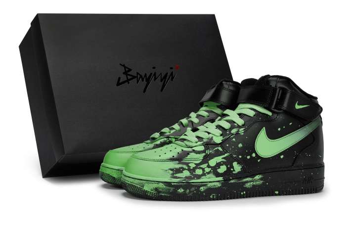 Nike Nike Air Force 1 Coverage Slip Resistant Mid top Skateboard Shoes Unisex Black Green