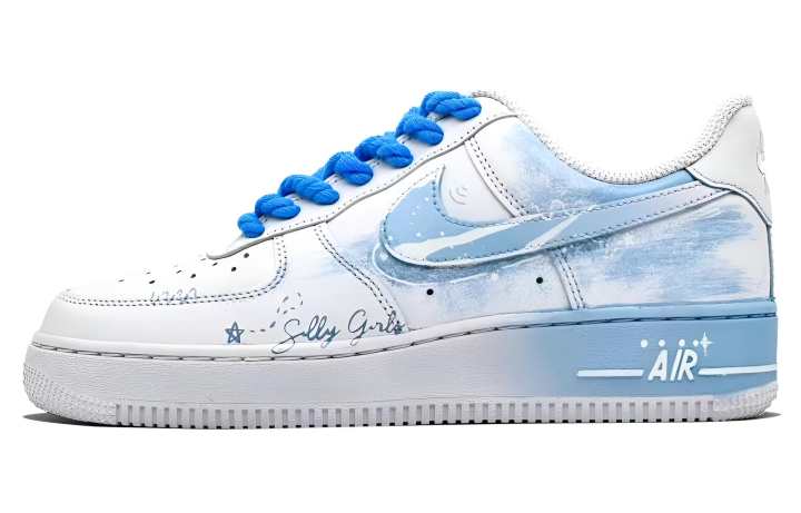 Nike Nike Air Force 1 Blue Tide Feather Leather Abrasion Resistant Low top Skateboard Shoes Unisex Blue White