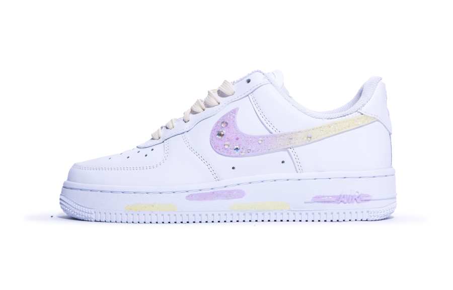 Nike Nike Air Force 1 'Triple White' Starlight Yellow Purple Low top Skateboard Shoes Women's Yellow Purple