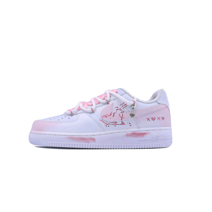 Nike Nike Air Force 1 07 Abrasion Resistant Low top Skateboard Shoes Unisex White Pink