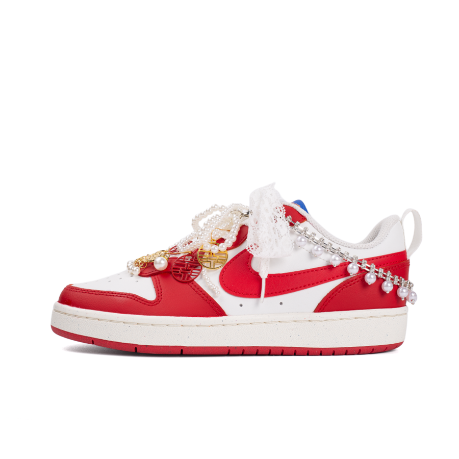Nike Nike Court Borough Skateboard Shoes Unisex Low Top Red Gold Colorway