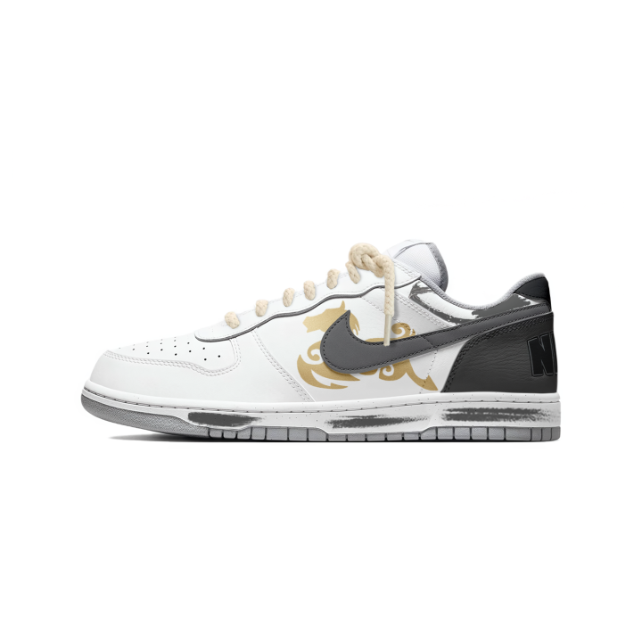 Nike Nike Big Golden Horsebit Cloud Abrasion Resistant Breathable Low top Skateboard Shoes Men's Black White