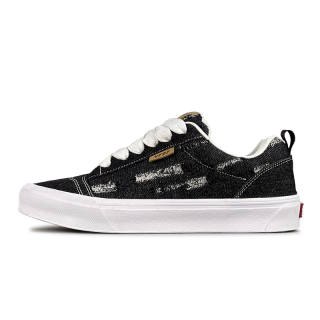 VFDF Puffy Shoes Abrasion Resistant Lightweight Slip Resistant Low top Skateboard Shoes Unisex Black