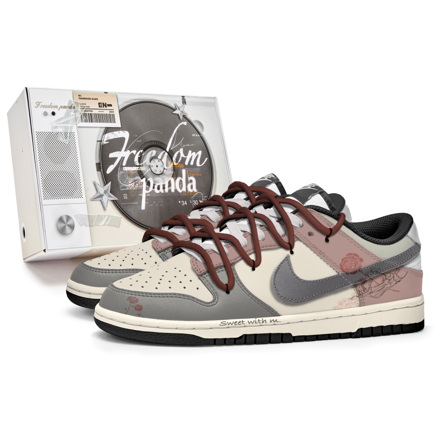 Nike Nike Dunk Slip Resistant Abrasion Resistant Low top Skateboard Shoes Unisex Gray Pink
