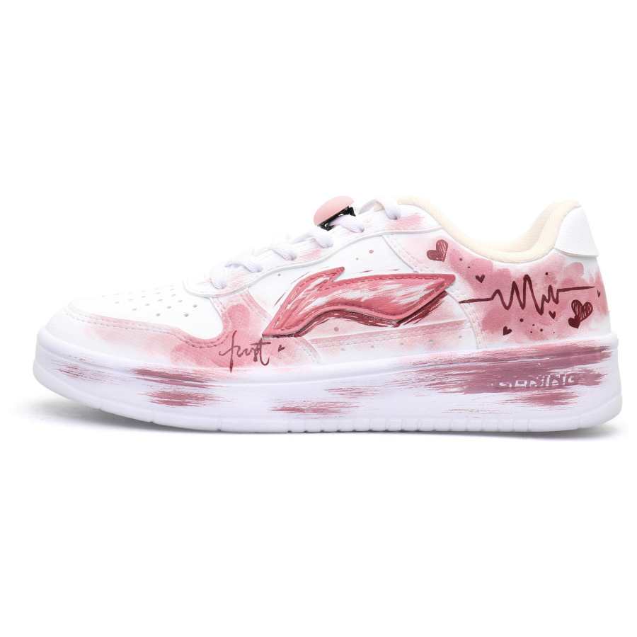 Li-Ning Li Ning Slip Resistant Cushioning Abrasion Resistant Low top Skateboard Shoes Women's White Pink