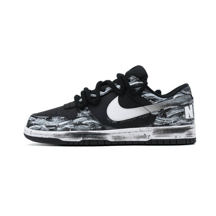 Nike Nike Big Ink Sea Abrasion Resistant Breathable Low top Skateboard Shoes Men's Black White